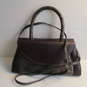 *SAATCHI Vintage 2-Way Satchel Pewter Gunstock Metallic Animal Print